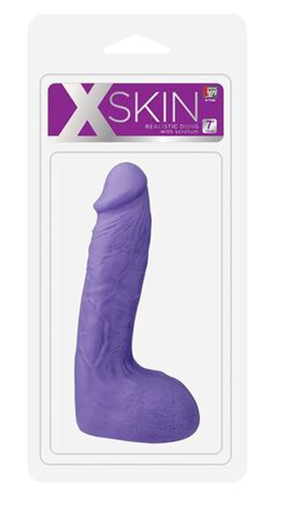 Фиолетовый фаллоимитатор-массажер XSKIN 7 PVC DONG - 18 см. (Цвет: фиолетовый)