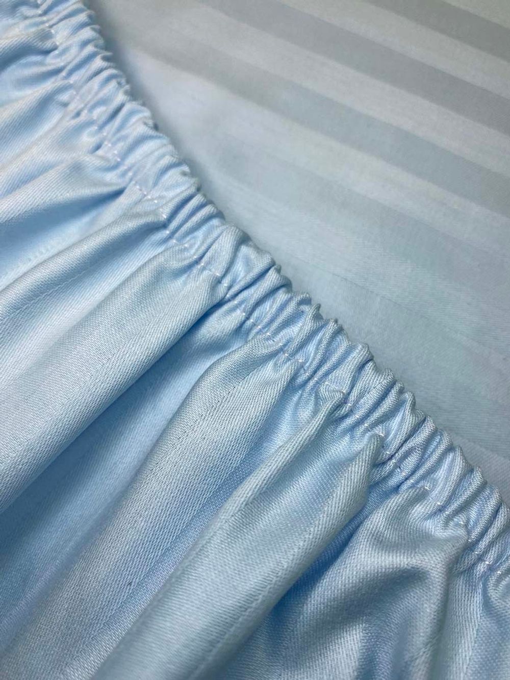 Простынь на резинке сатин-страйп Milky Garden "BLUE" 160x200 см