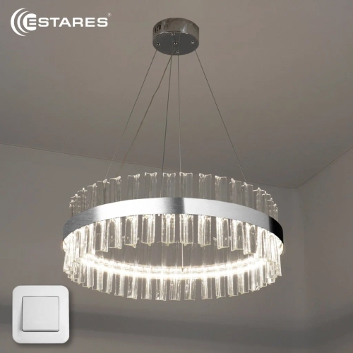 Управляемая светодиодная люстра SOFIA 100W R-ON/OFF-500x1200-CHROME/CLEAR-220-IP20