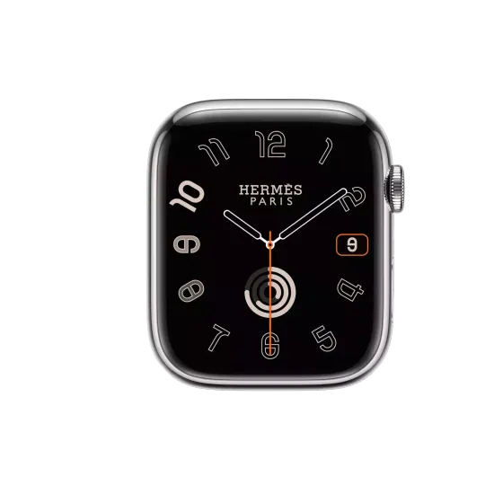 Apple Watch Hermès Series 9 45mm Silver Stainless Steel Case with Single Tour Deployment Buckle Noir