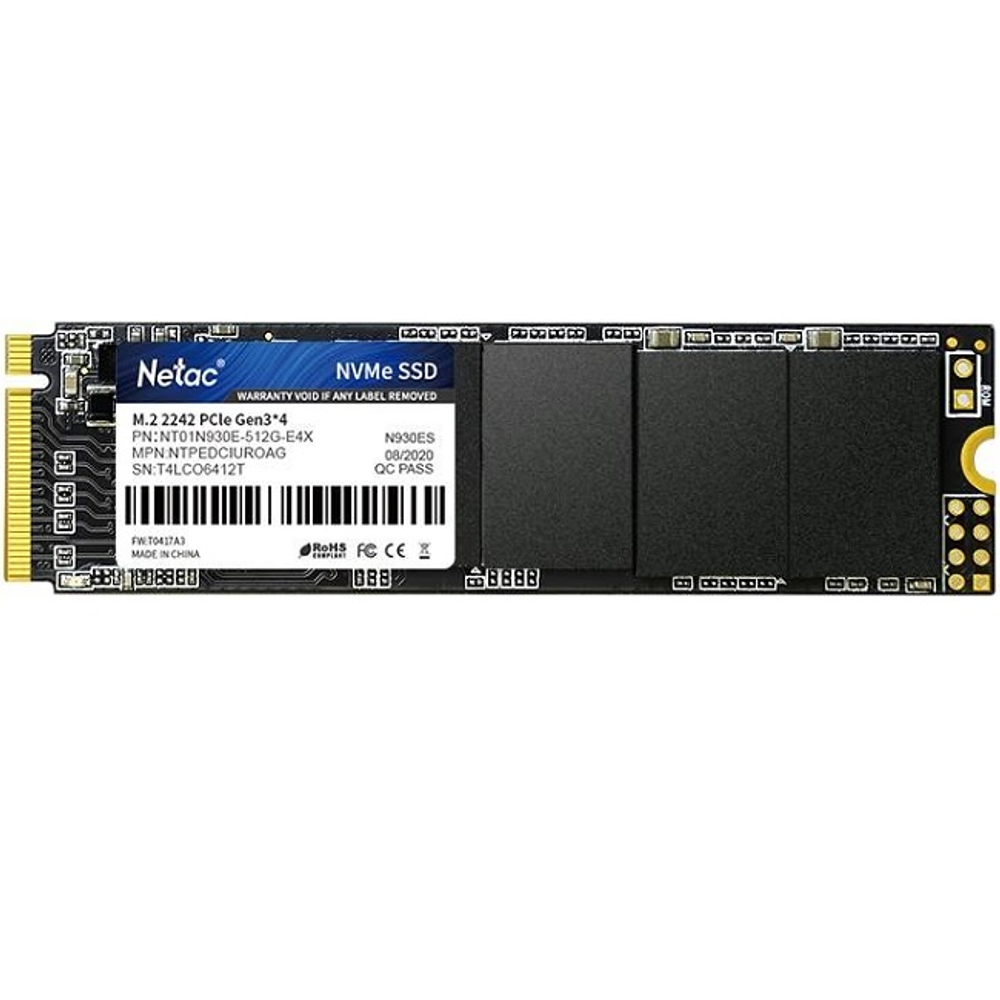 Жесткий диск SSD M.2 512GB Netac N930E Pro, 2130/1720MBs, TLC 3D NAND, 2280, PCI-E 3.0 x4 (NT01N930E-512G-E4X)