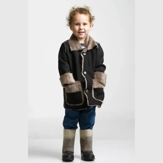 Детская дубленка Ramili Ricamo Nero