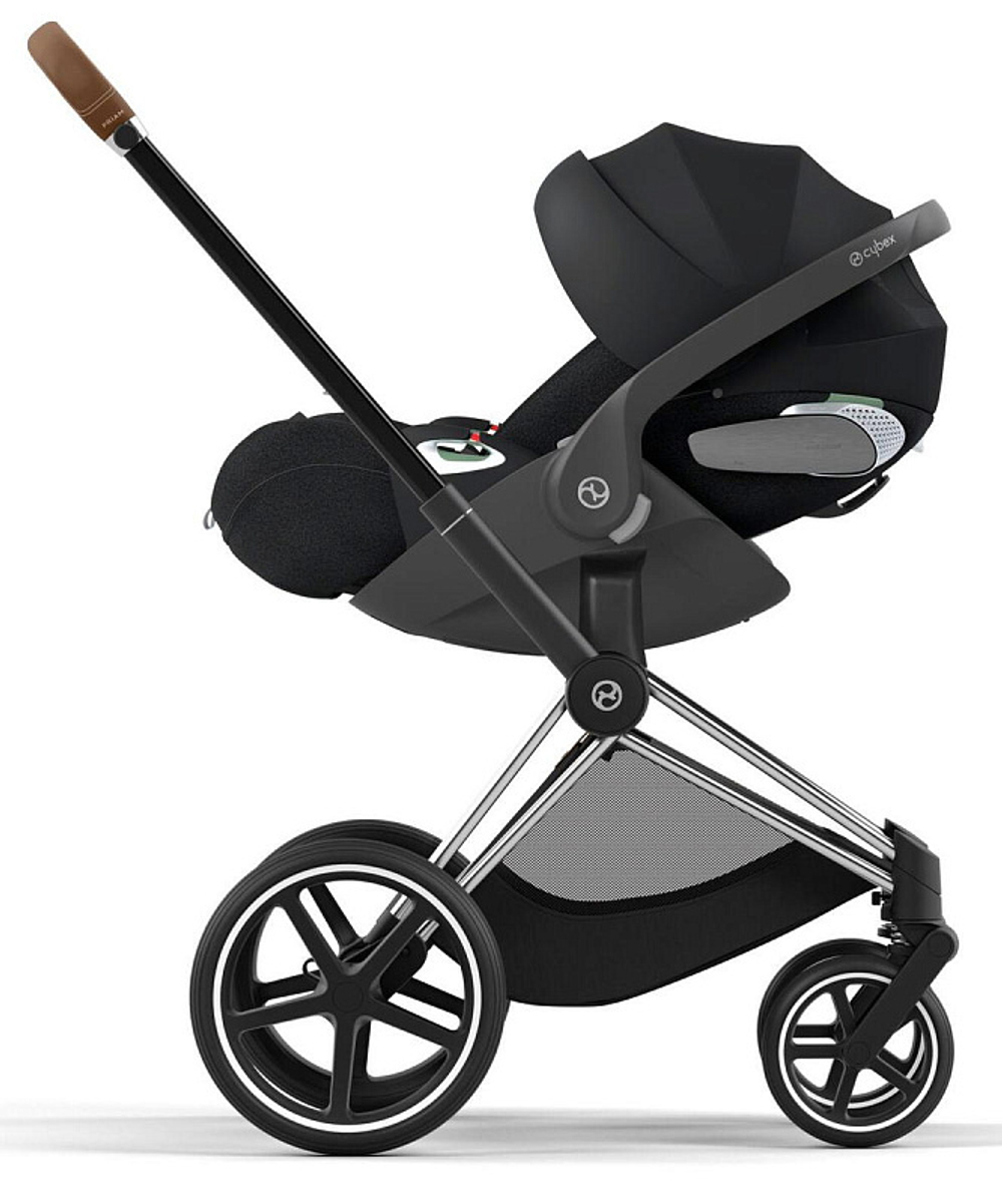 Коляска 3 в 1 Cybex Priam IV Chrome Brown complete и автокресло Cloud T i-Size Sepia Black Plus Leaf Green