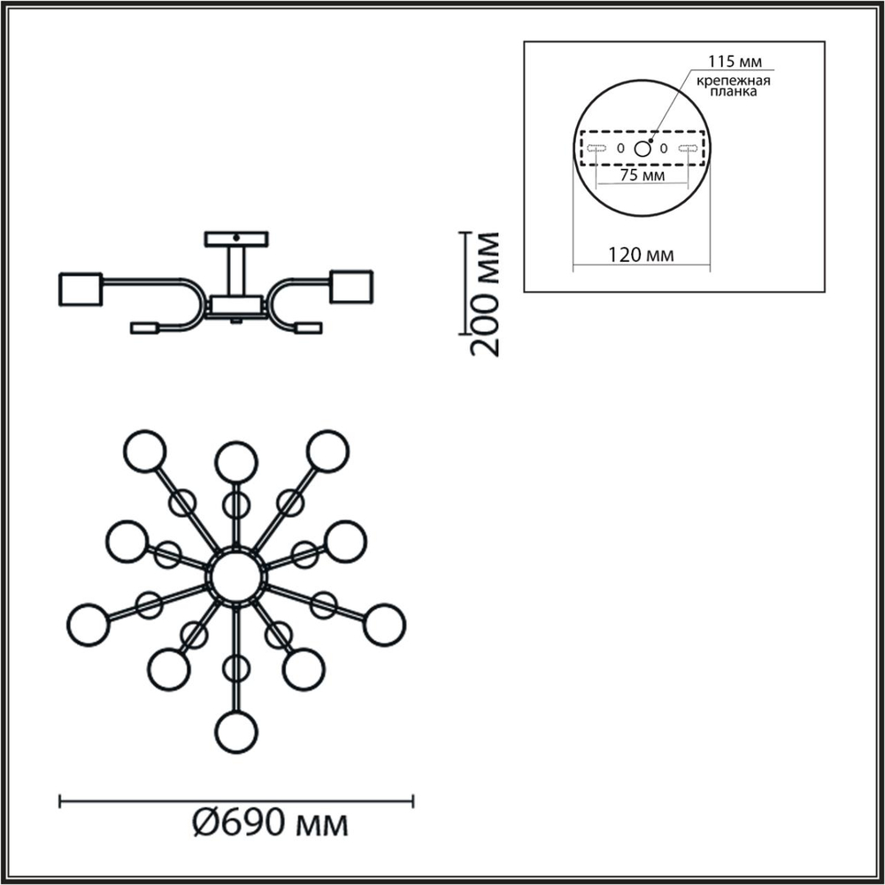 8196/10C LN Светильник GX53 10*9Вт 220В IP20 COMFI