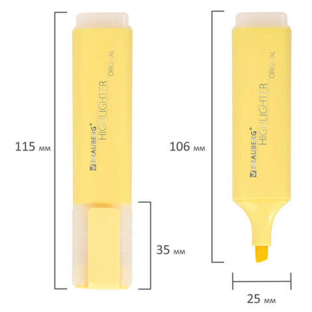 Набор текстовыделителей 6 ЦВЕТОВ, BRAUBERG "ORIGINAL PASTEL", линия письма 1-5 мм, 151698