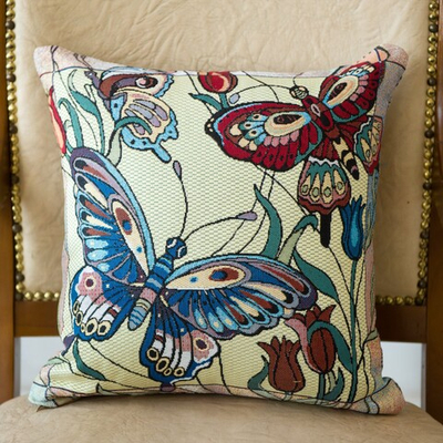 Декоративный гобеленовый чехол для интерьерной подушки Бабочка 38*38
