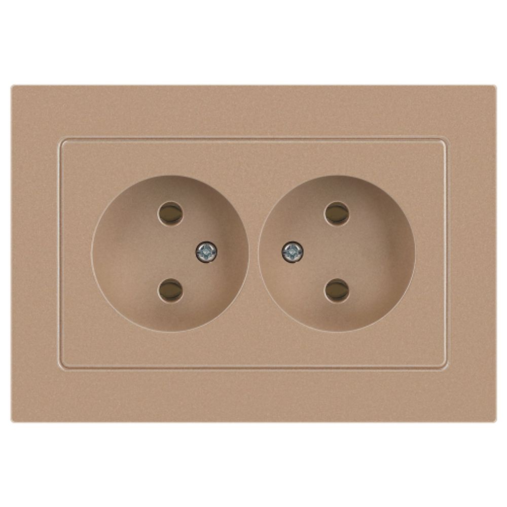 Розетка Intro Accent 6-204-04 двойная 2х2P 16А-250В IP20 СУ AL/CU шампань