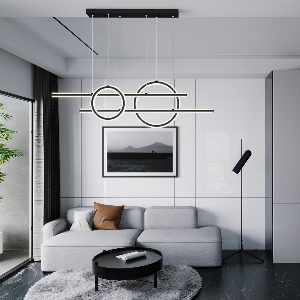 359183 OVER NT23 314 черный Светильник подвесной диммируемый, в комплекте пульт ДУ IP20 LED 4000К 116W 220V ONDO