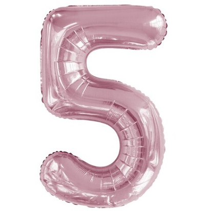 Шар фольга Цифра 5 Slim, Светло-розовый 86см УЖЕ с гелием