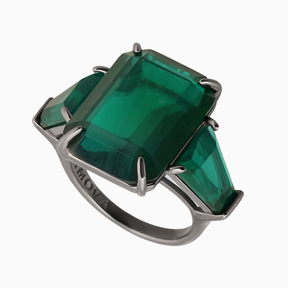 Кольцо из серебра с зелёным цирконом