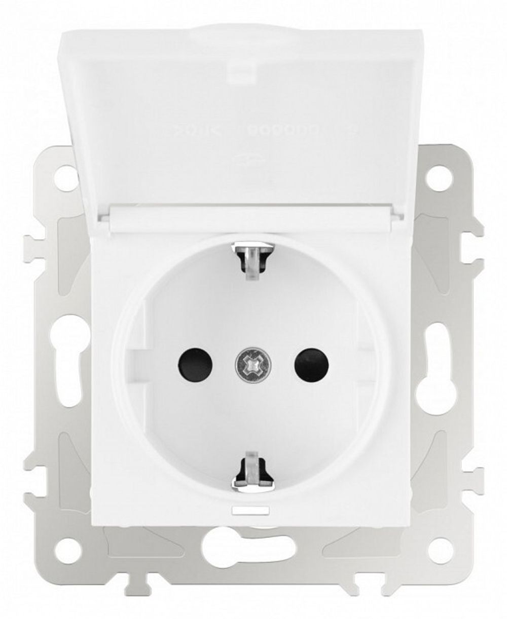 Розетка влагозащищенная с заземлением и со шторкой с крышкой Arte Milano am-203 203.41-1.white