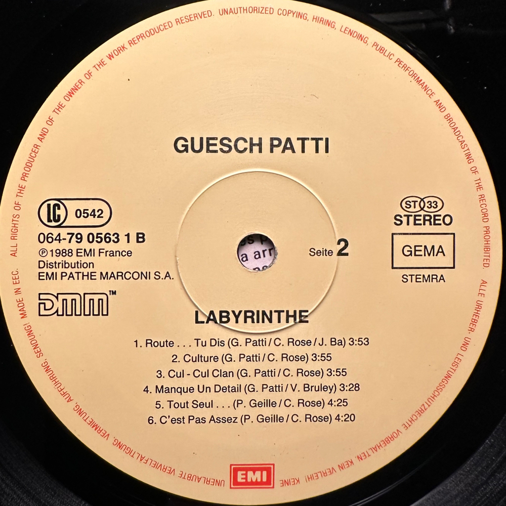 Guesch Patti - Labyrinthe (Европа 1988г.)