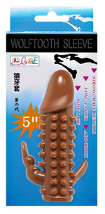 Телесная насадка на пенис со стимулятором клитора - 12,2 см. (Цвет: телесный)