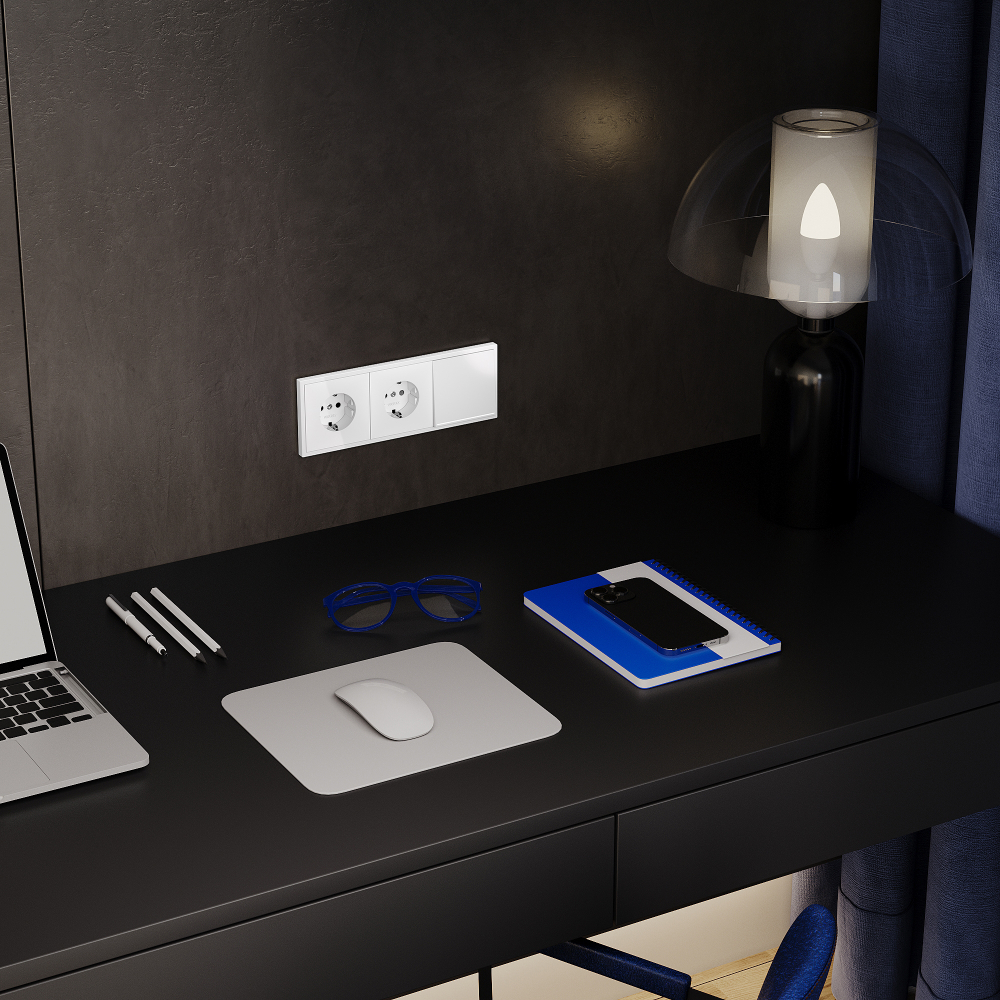 Выключатель встраиваемый VOLTUM S70 одноклавишный с подсветкой 10А, (белый матовый)