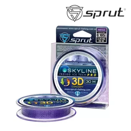 Леска Зимняя "Sprut" SKYLINE 3D Fluorocarbon Composition IceTech PRO (Indigo/0,235mm/7,05kg/30m)