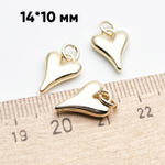 Подвеска Сердце, цвет золото, размер 14*10 мм, цена за 1 шт