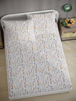 Постельное белье перкаль Сказка "Флора" 2-спальное Наволочка 50х70 см 2 шт Простынь на резинке 160x200 см Пододеяльник 175x215 см