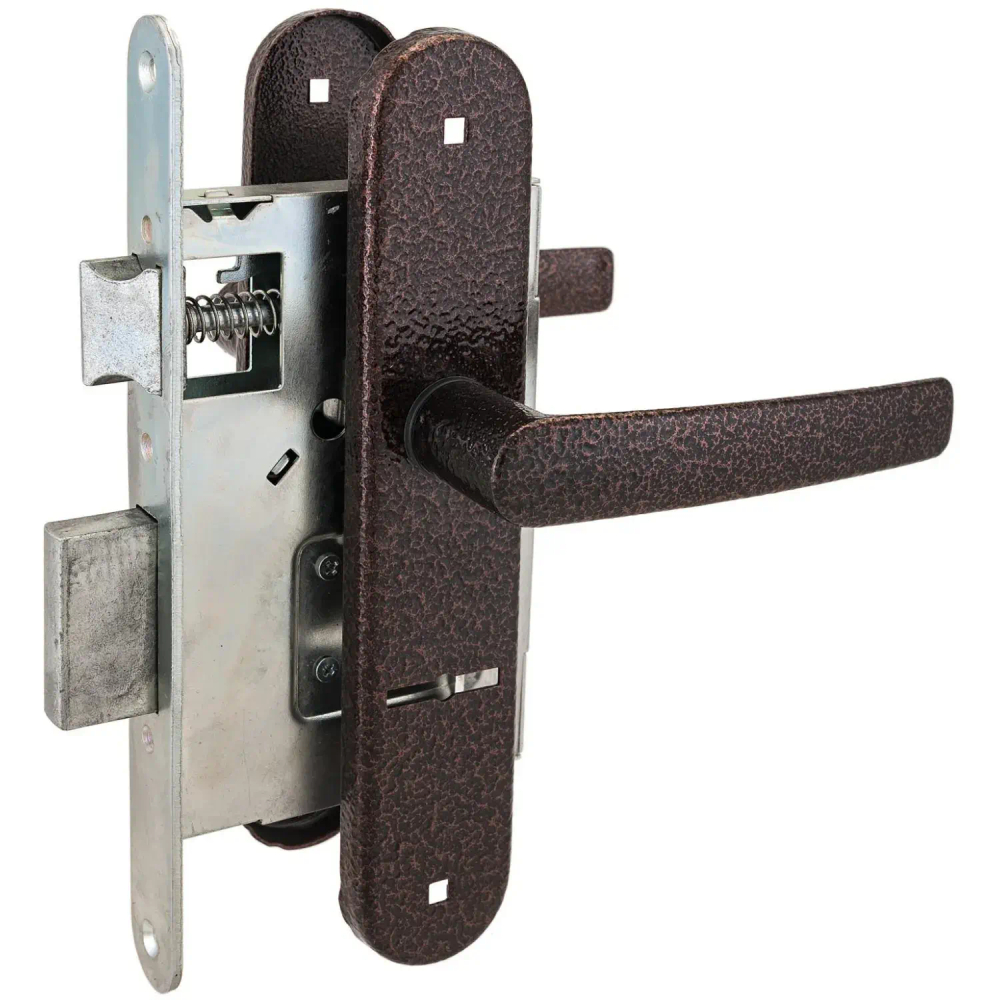 Замок врезной УЗК_Птимаш ЗВ9-4.08 сталь медь (с руч,д/дерев.дв/4кл)