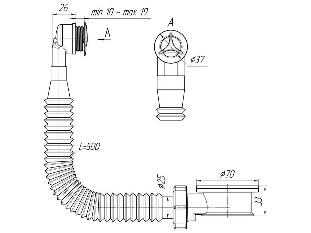 Адаптерное кольцо Ани д/мойки 27 мм N420SR2 круглый верт перелив АНИ пласт