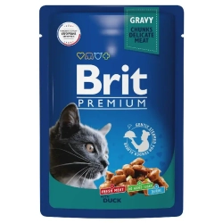Brit premium, пауч для взрослых кошек, утка в соусе, 85г
