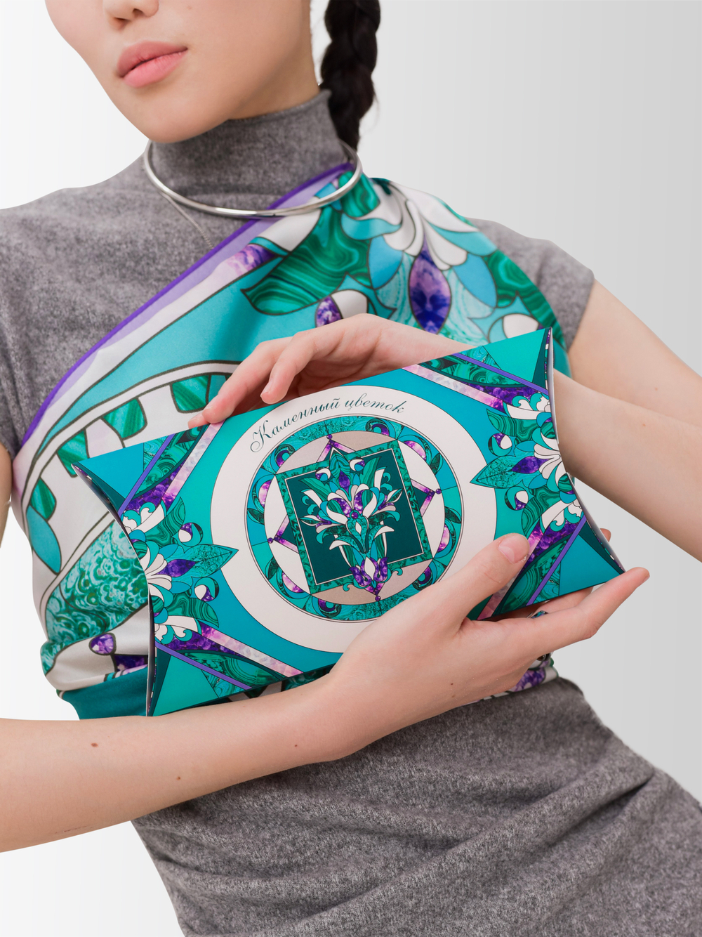 Платок «Каменный цветок» 100% шёлк