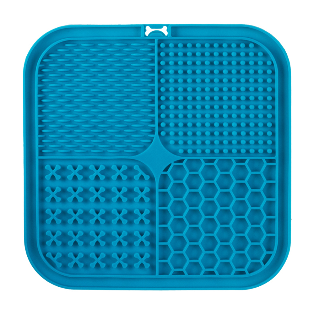 Коврик лизательный для животных силиконовый с лопаткой "Гурман", голубой, 200*200*9мм, Triol