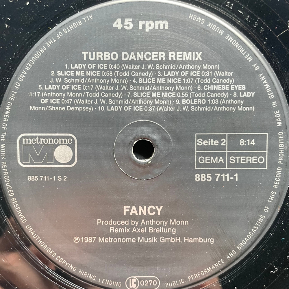 Fancy ‎– Latin Fire (Германия 1987г.) 12", 45 RPM