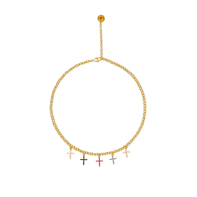 Колье Цветные Кресты