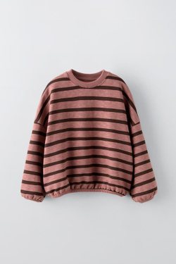 ZARA ТОЛСТОВКА В ПОЛОСКУ, РОЗОВАТЫЙ