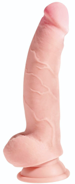 Телесный фаллоимитатор на присоске 8 Triple Density Fat Cock with Balls - 24,1 см. (Цвет: телесный)