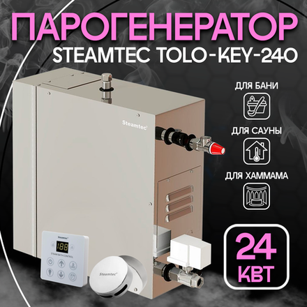 Парогенератор для хамама и турецкой бани Steamtec TOLO-240-KEY, 24 кВт (стандартный модуль управления)