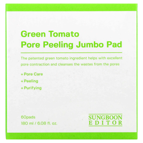 Sungboon Editor, Jumbo Pad с зеленым томатом, 60 подушечек, 180 мл (6,08 жидк. Унции)