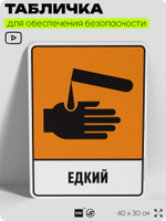 Табличка для обеспечения безопасности "Едкий", для производства, предприятия, организаций, 40х30 см, Silver Plane x Айдентика Технолоджи