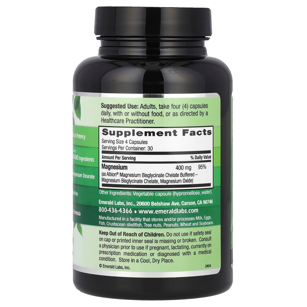 Emerald Laboratories, Магний, 120 растительных капсул (100 мг на капсулу)