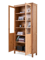 IKEA Шкаф-витрина HEMNES стекло/стекло, 198х90х37, белый/св-коричневый, из массива дерева, КЫМОР (ХЕМНЭС ИКЕА), массив сосны