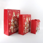 пакет 26 х 32 х 10 подарочный 4шт снеговики новогодний (красный)