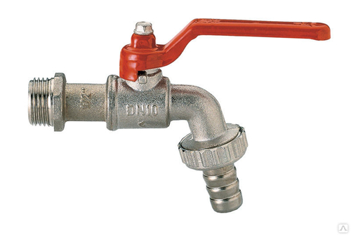 Кран шаровый 20 (3/4") ВН со штуцером рычаг (Италия)