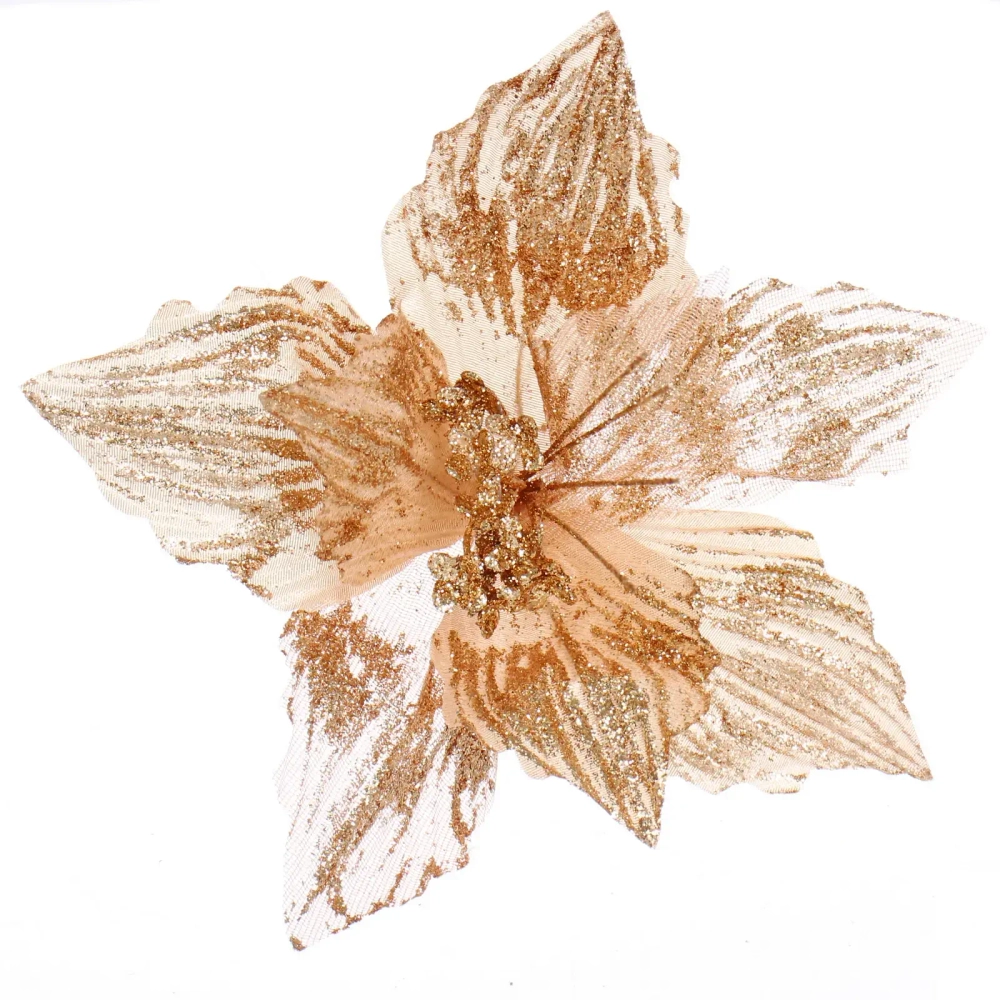 Украшение новогоднее «Пуансеттия - Зимняя нежность» 25 см, Шампань