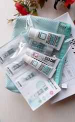 Набор миниатюр ROVECTIN Rovectin 4-Step Try Me KIT (гель для умывания 20 мл, лосьон 15 мл, бальзам для лица  10 мл, солнцезащитный крем 10 мл, косметичка)