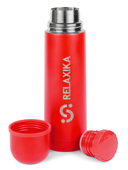 Термос Relaxika 101 (0,75 литра), красный (стикерпак "Альпинизм")
