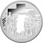 1 доллар. Анзак день Первая мировая война. 1915-2015 гг. Австралия 2015 год