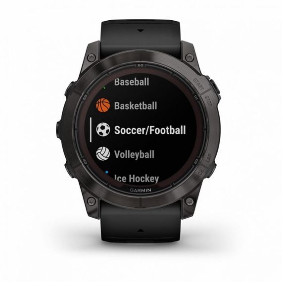 Garmin Fenix 7X Pro Sapphire Solar — титановый корпус с DLC и черный ремешок
