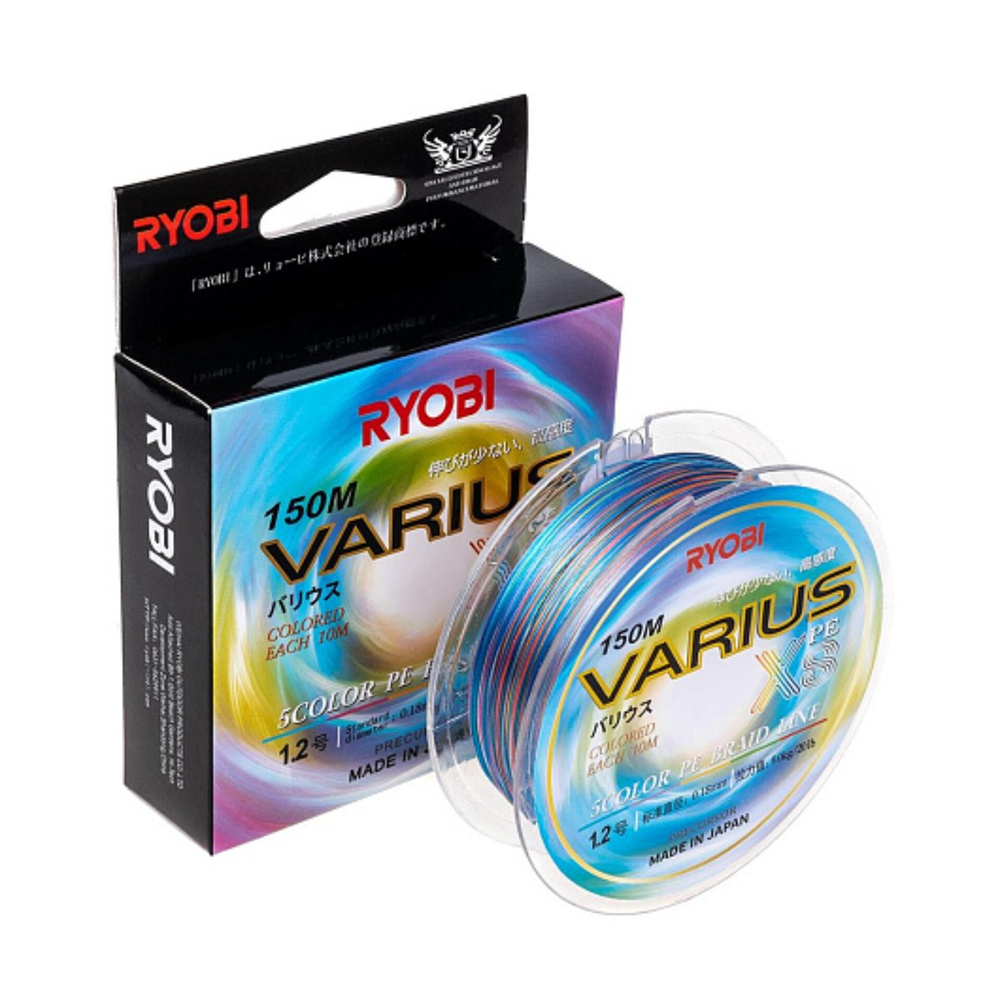 Шнур VARIUS PE8X-150MI 1.2# Multi Colour 0,185мм Ryobi