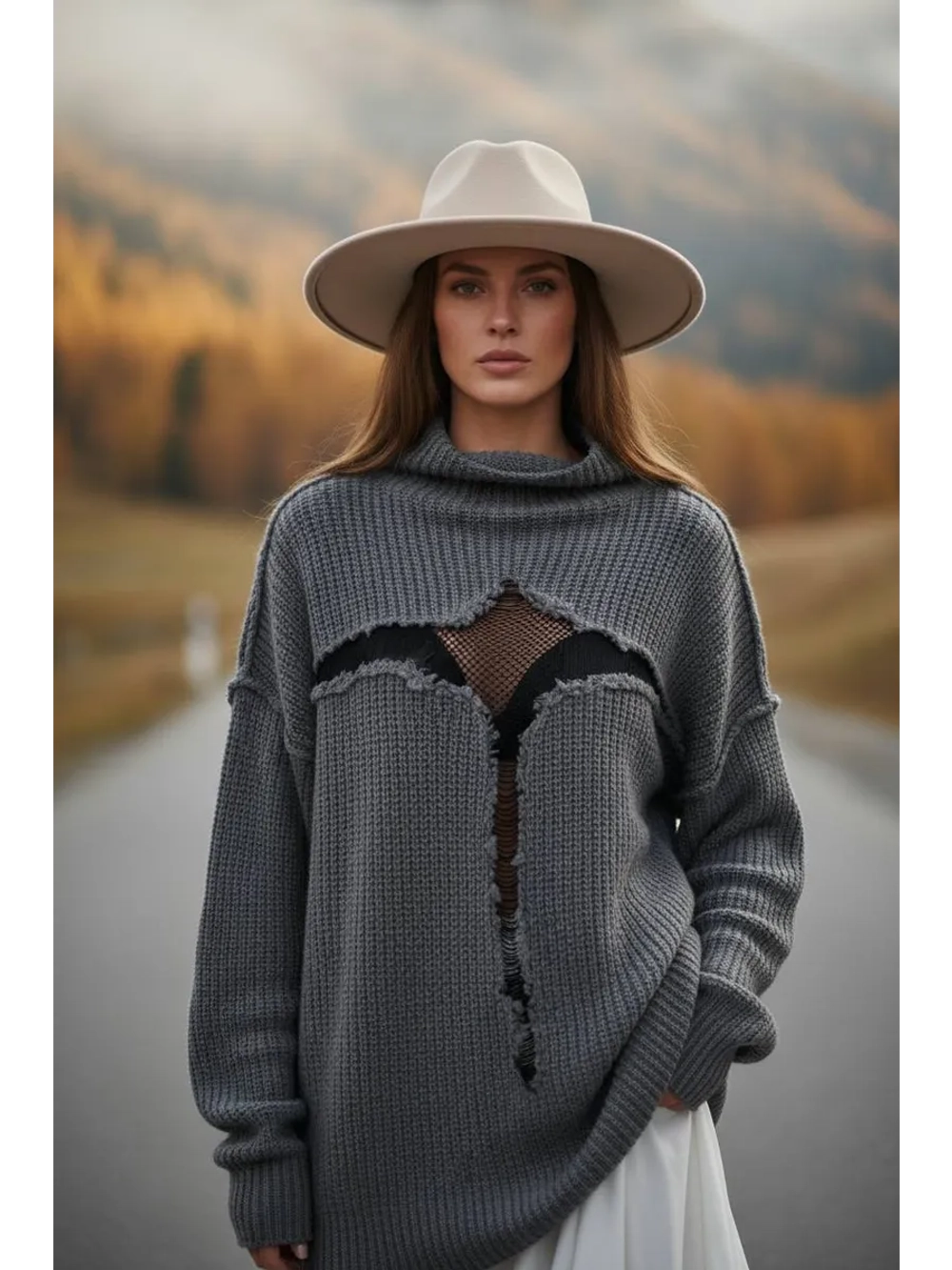 Свитер сетка с горлом