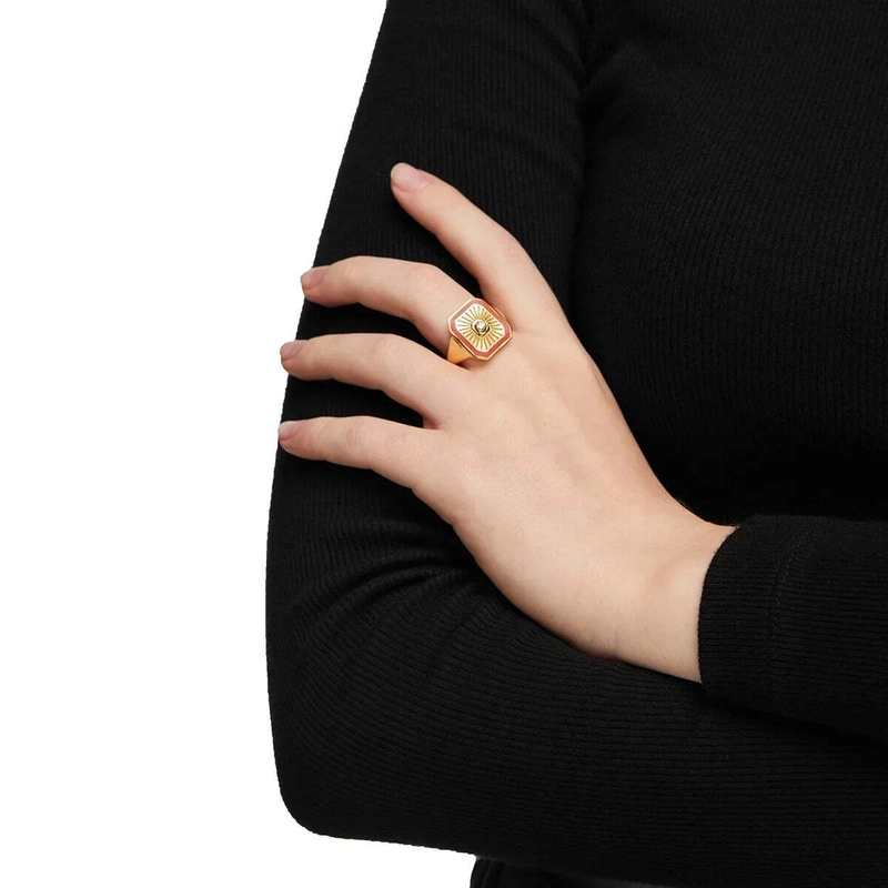 Кольцо Азия с Персиковой Эмалью