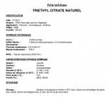 TRIETHYL CITRATE naturel ( TEC )/ ТРИЕТИЛ ЦИТРАТ CAS 77-93-0