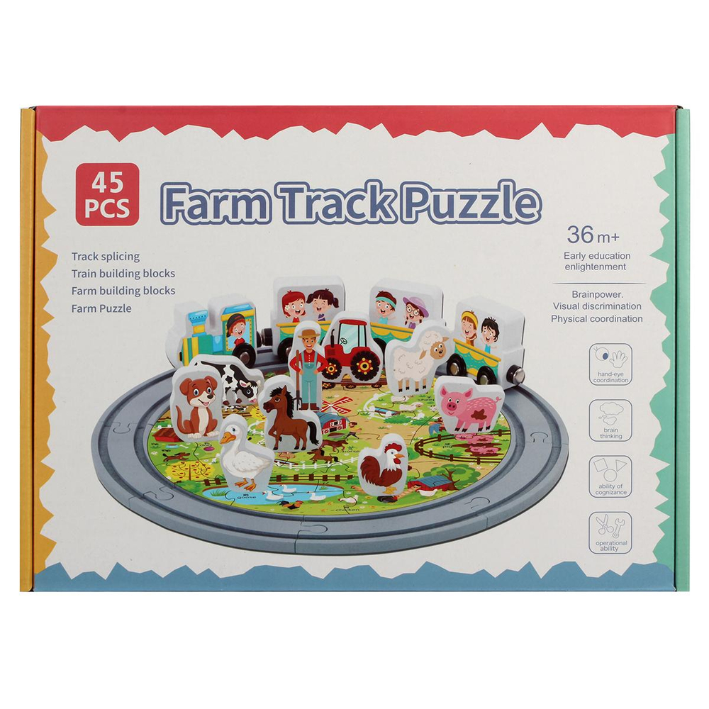 Развивающая игрушка Деревянная дорога 45 элементов, коробка C-41880