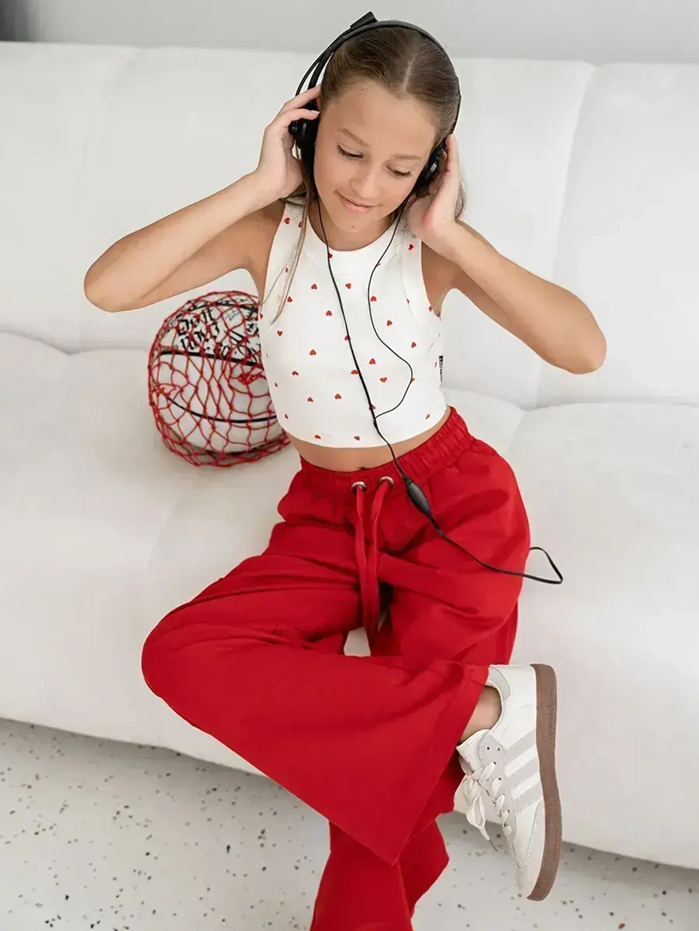 Штаны для девочки карго с карманами