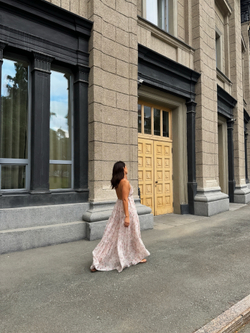 Сарафан вуаль в бежевый цветок