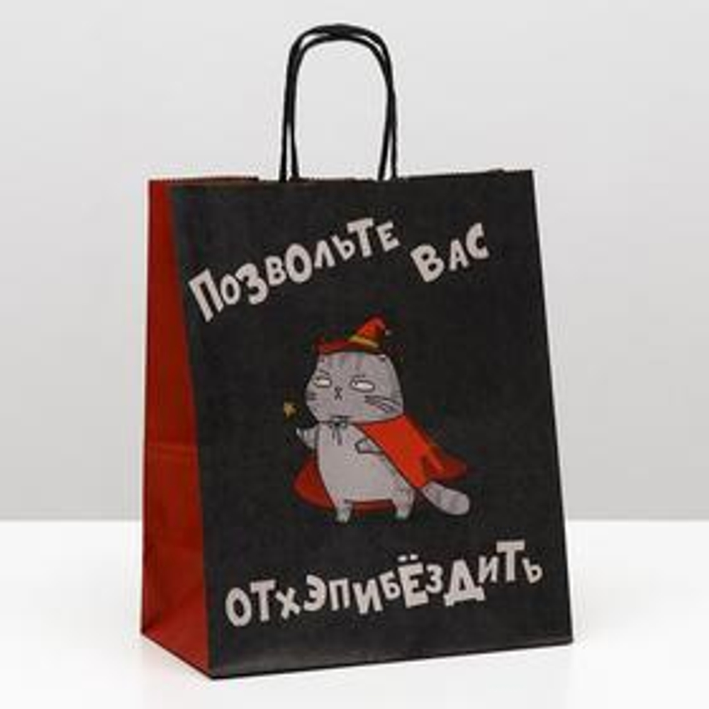 Пакет крафт с приколами "С Днем рождения", 22 х 12 х 27 см